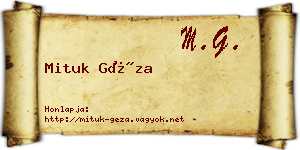 Mituk Géza névjegykártya